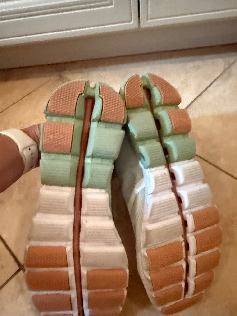 Women's Lightweight Athletic Sneakers in Light Gray, Sage & Dusty Pink - Picture 4 of 5